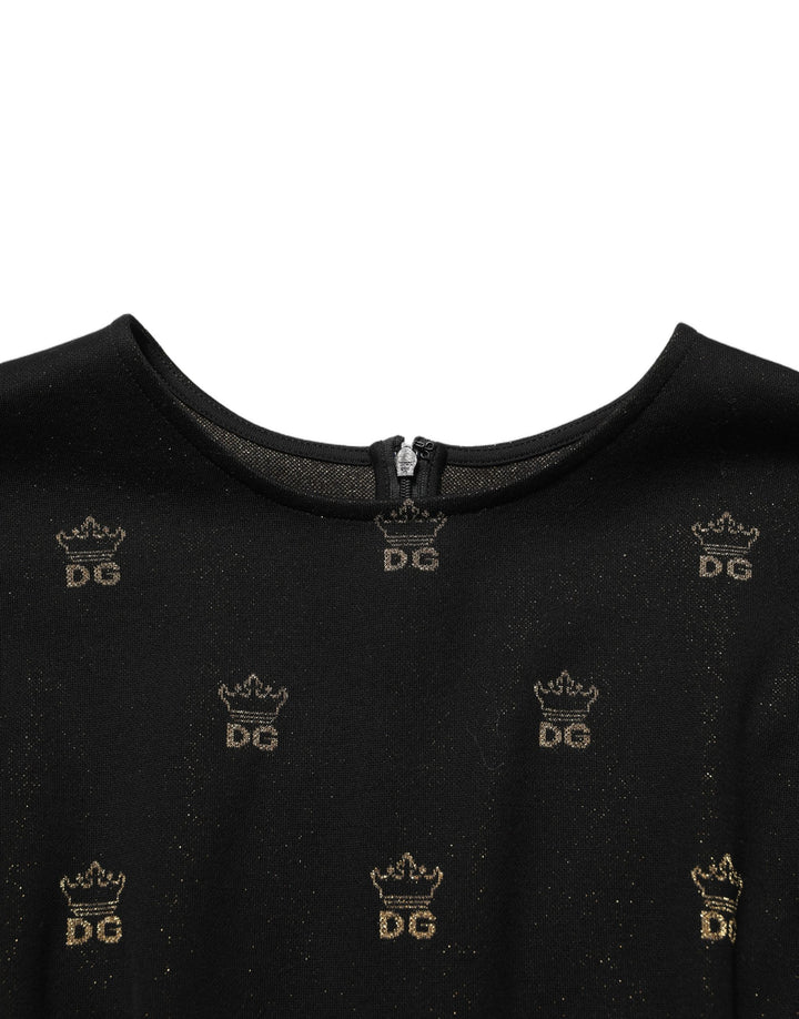Dolce &amp; Gabbana Black DG Crown Short-Sleeve Sheath Dress