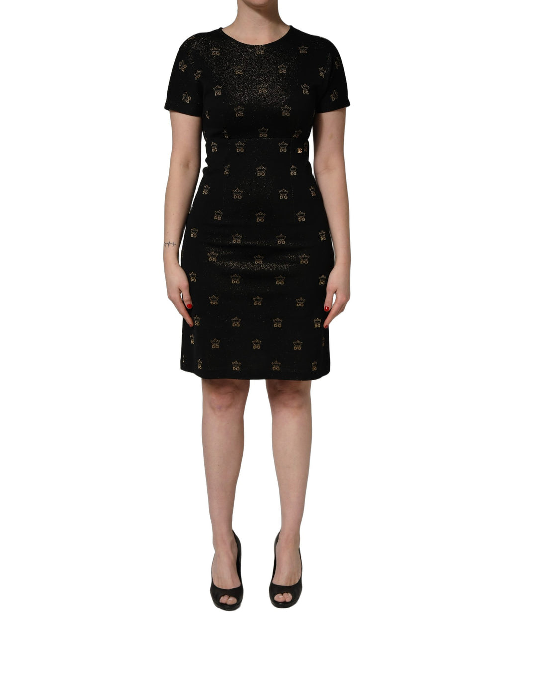 Dolce &amp; Gabbana Black DG Crown Short-Sleeve Sheath Dress