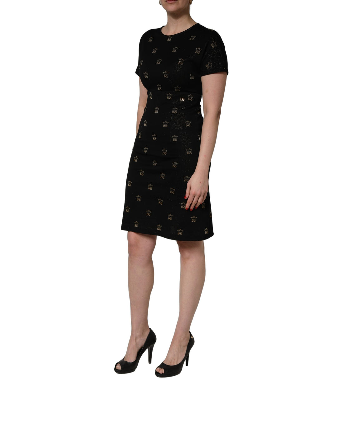 Dolce &amp; Gabbana Black DG Crown Short-Sleeve Sheath Dress