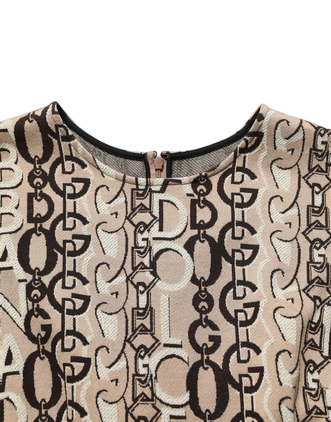 Dolce &amp; Gabbana Brown DG Logo Chain Short-Sleeve Sheath Dress