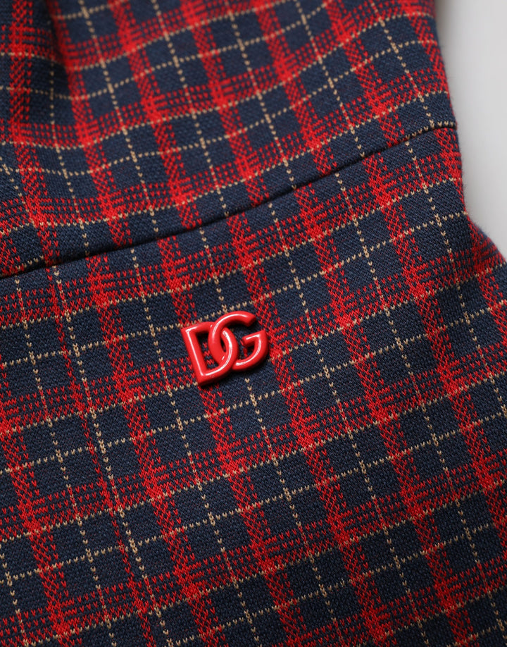 Dolce &amp; Gabbana Red Black Checkered ShortSleeve Sheath Dress