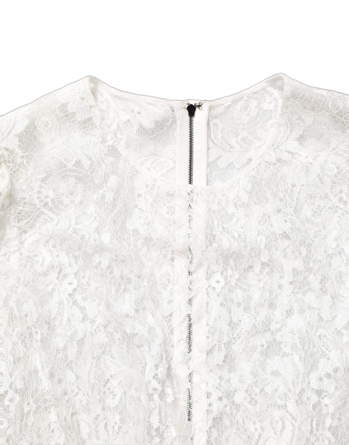 Dolce &amp; Gabbana White Lace Top Embellished Black Skirt Dress