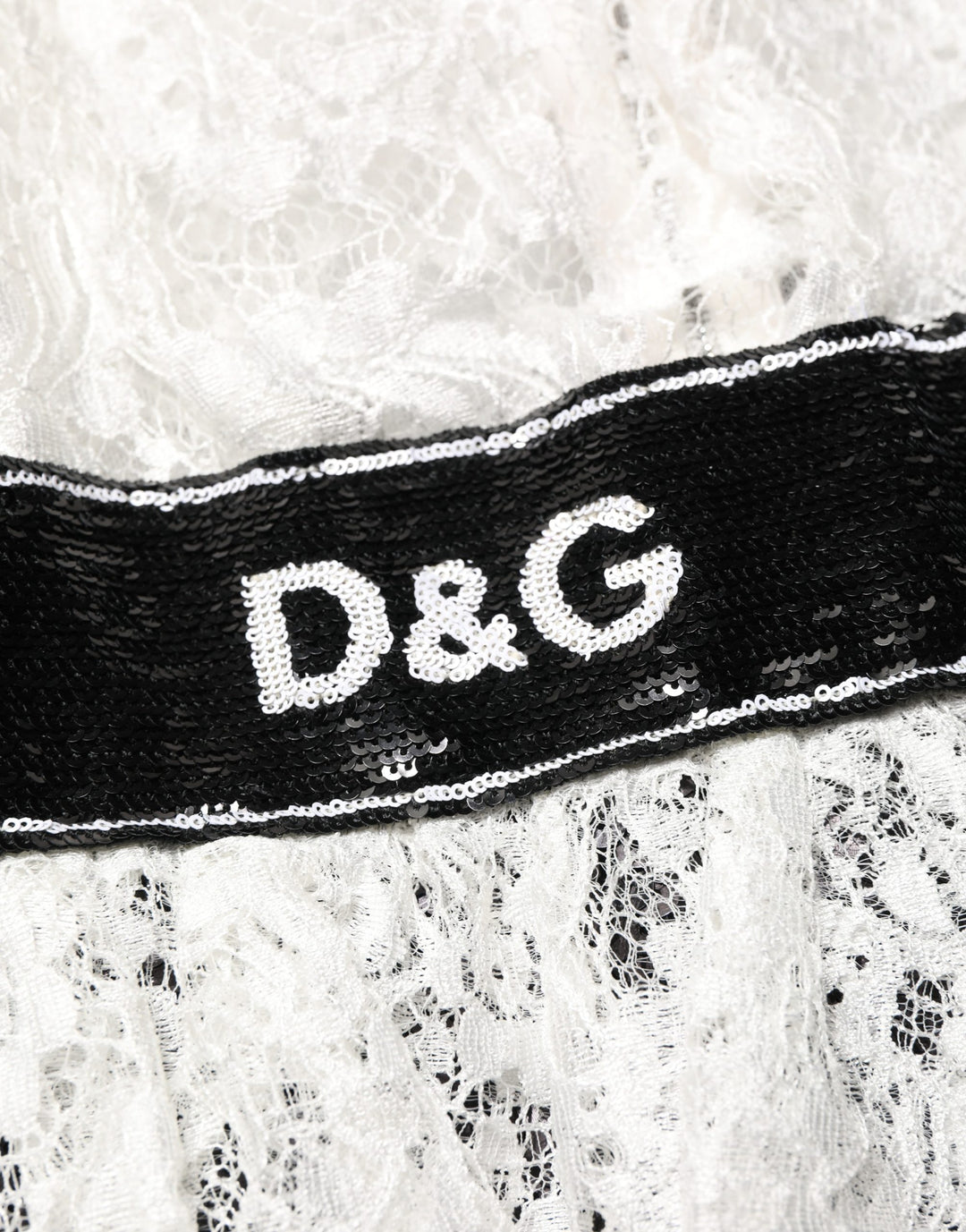 Dolce &amp; Gabbana White Lace Top Embellished Black Skirt Dress
