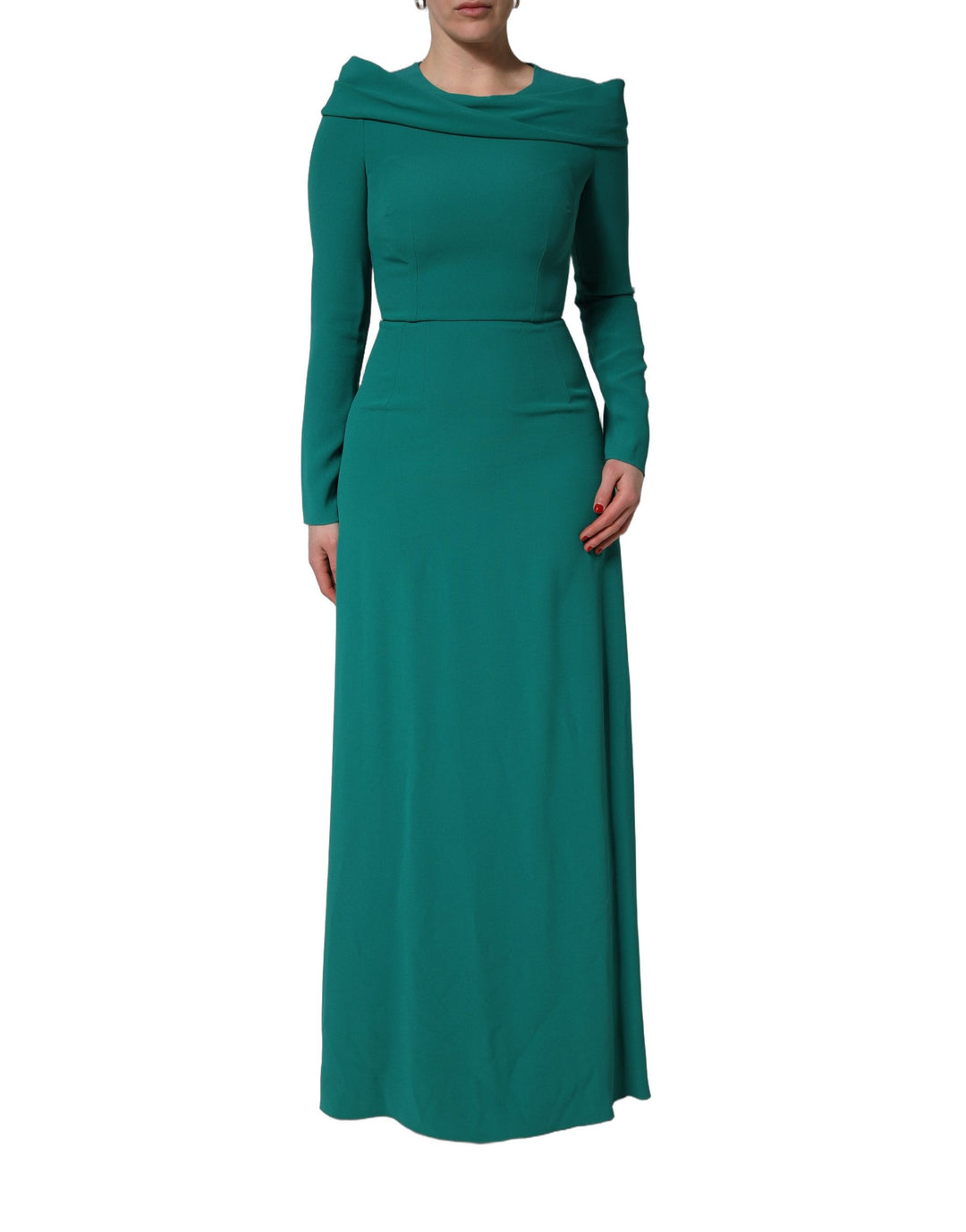 Dolce &amp; Gabbana Green Round Neck Long Sleeves Gown Dress