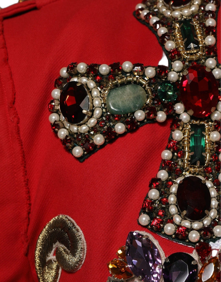 Dolce &amp; Gabbana Multicolor Asymmetrical Ornate Jewel Cropped Jacket