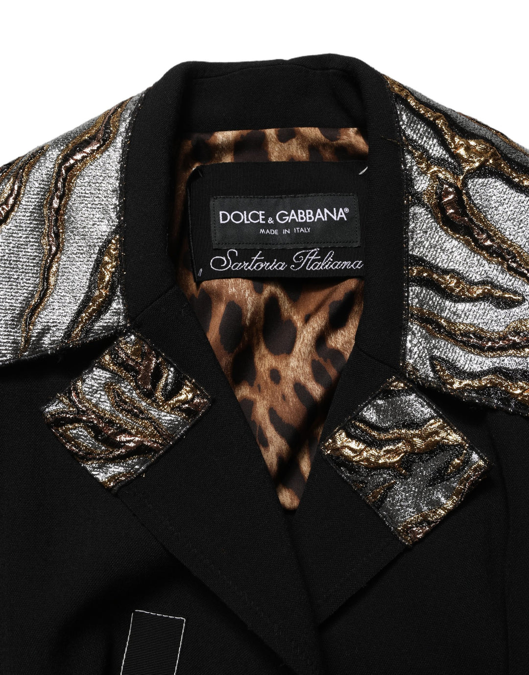 Dolce &amp; Gabbana Black Single-Breasted Brocade Coat Jacket
