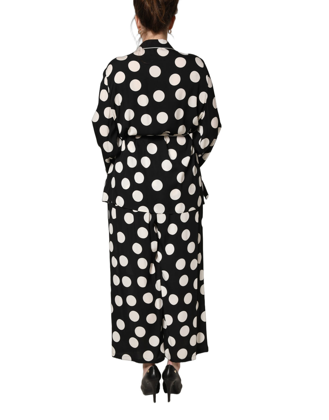 Dolce &amp; Gabbana Black White Polka Dot Pajama 2 Piece Set Sleepwear