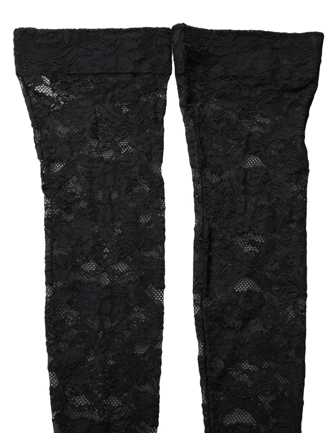 Dolce &amp; Gabbana Black Floral Lace Thigh High Stockings Socks