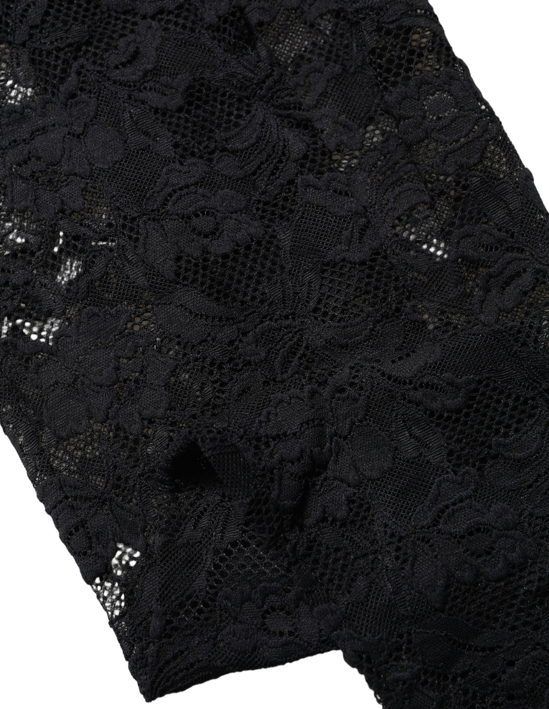 Dolce &amp; Gabbana Black Floral Lace Thigh High Stockings Socks