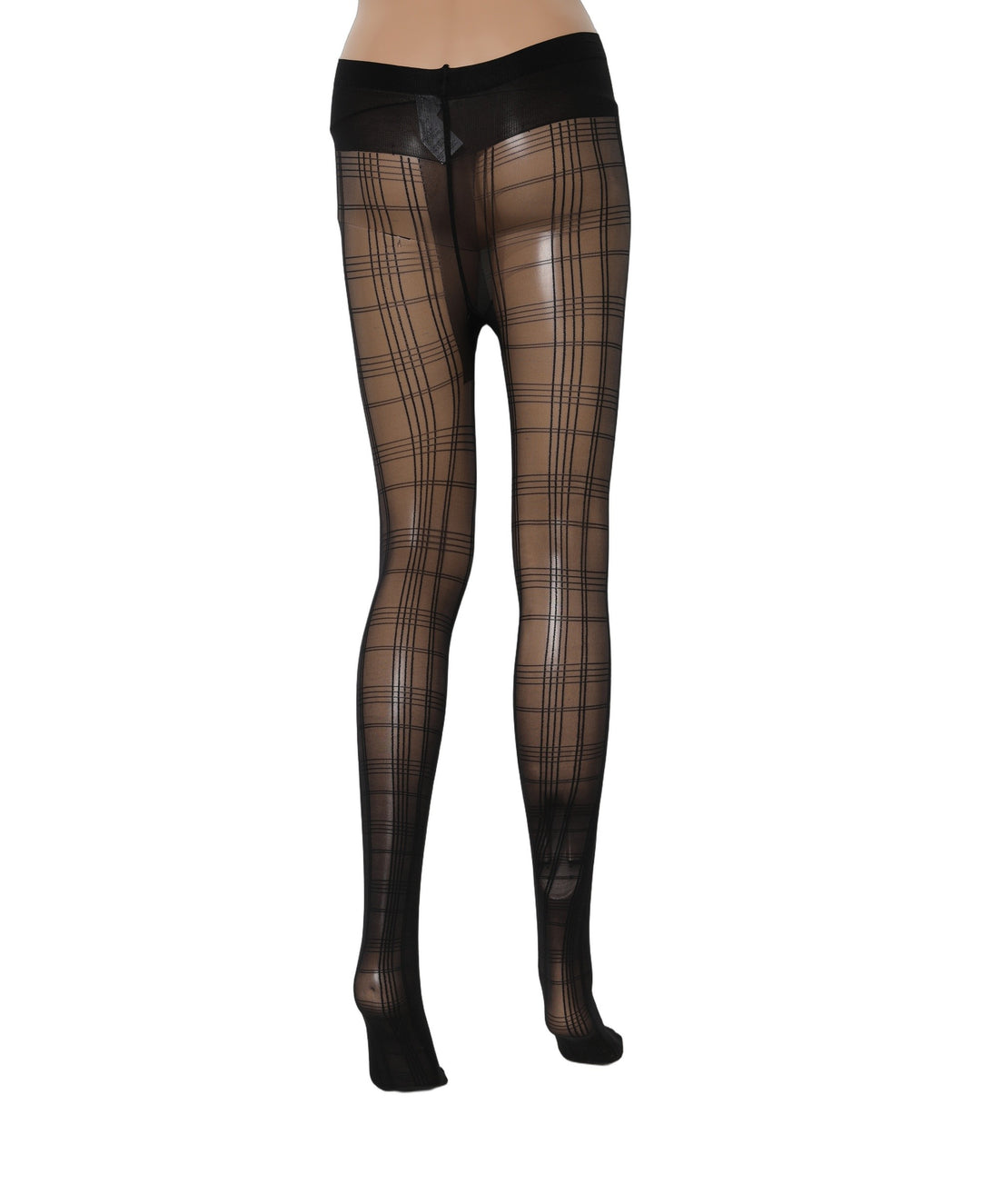 Dolce &amp; Gabbana Black Nylon Tartan Pattern Tights Stockings Socks