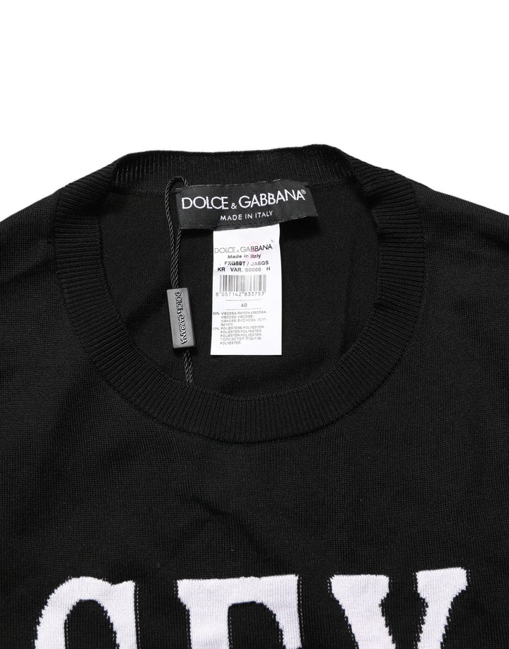 Dolce &amp; Gabbana Black Graphic Print Long-Sleeved Top