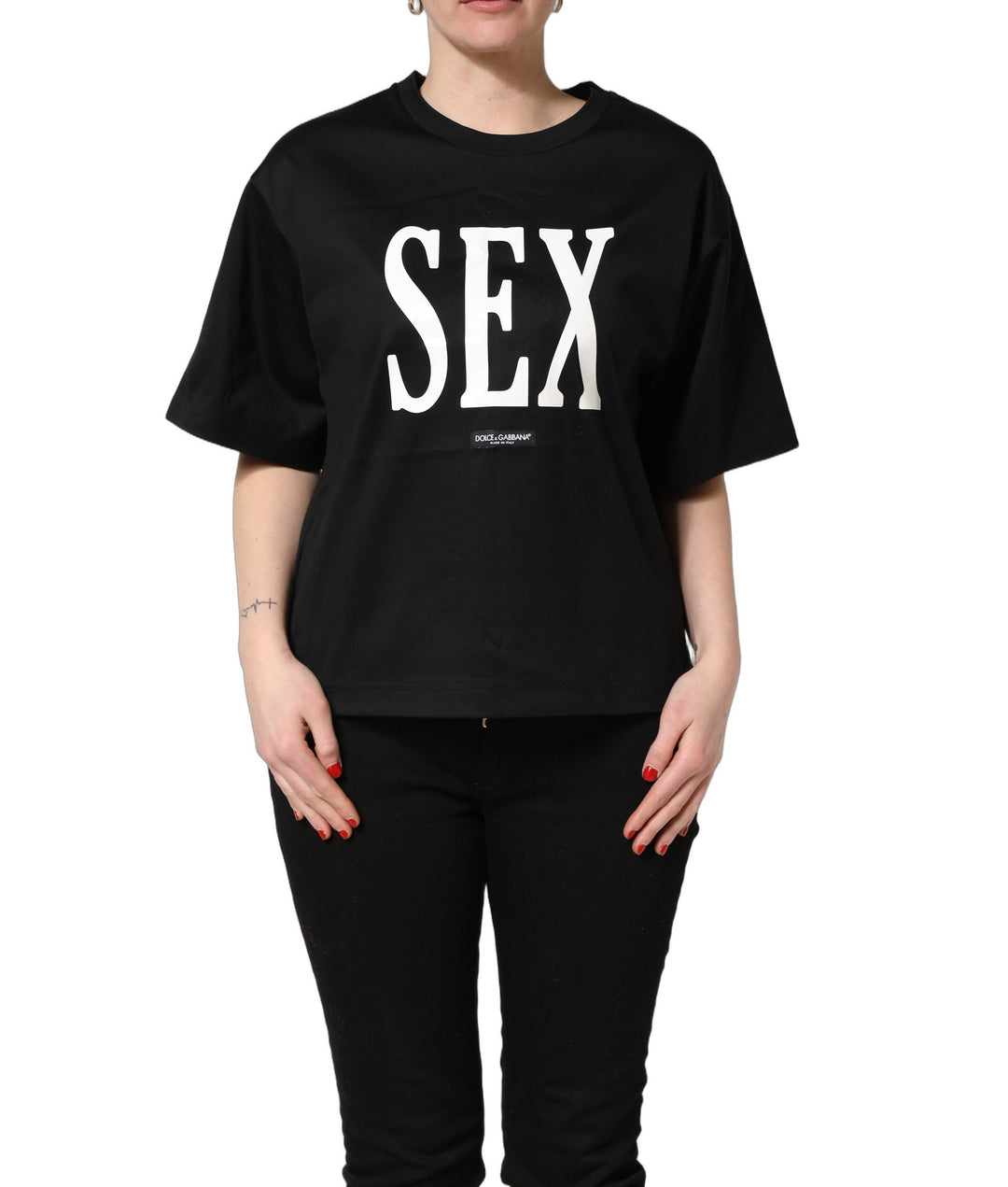 Dolce &amp; Gabbana Black Jersey Graphic Short Sleeve Crew Neck T-shirt