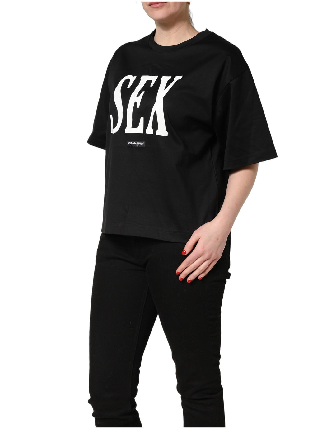 Dolce &amp; Gabbana Black Jersey Graphic Short Sleeve Crew Neck T-shirt