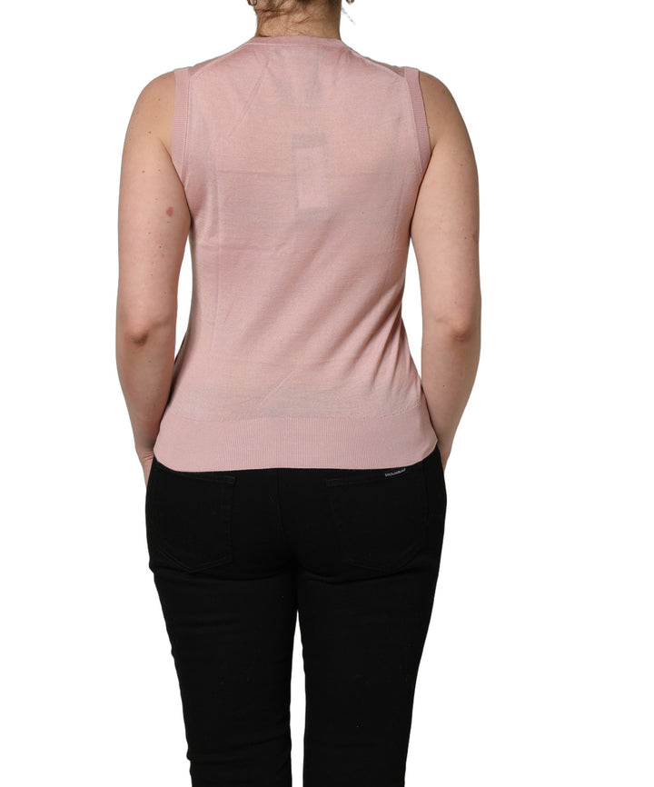 Dolce &amp; Gabbana Pink Sleeveless Cashmere Knitted Tank Top