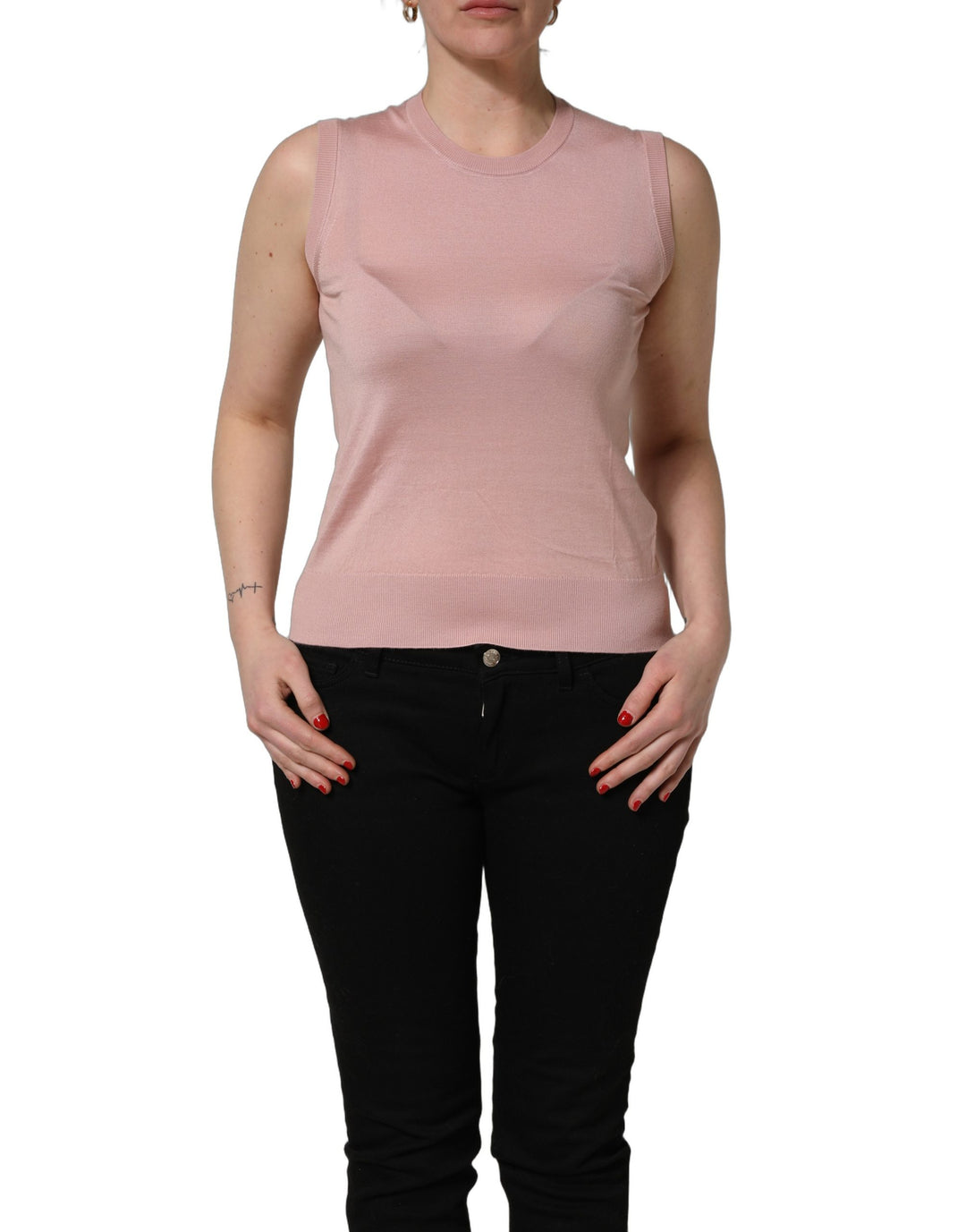 Dolce &amp; Gabbana Pink Sleeveless Cashmere Knitted Tank Top