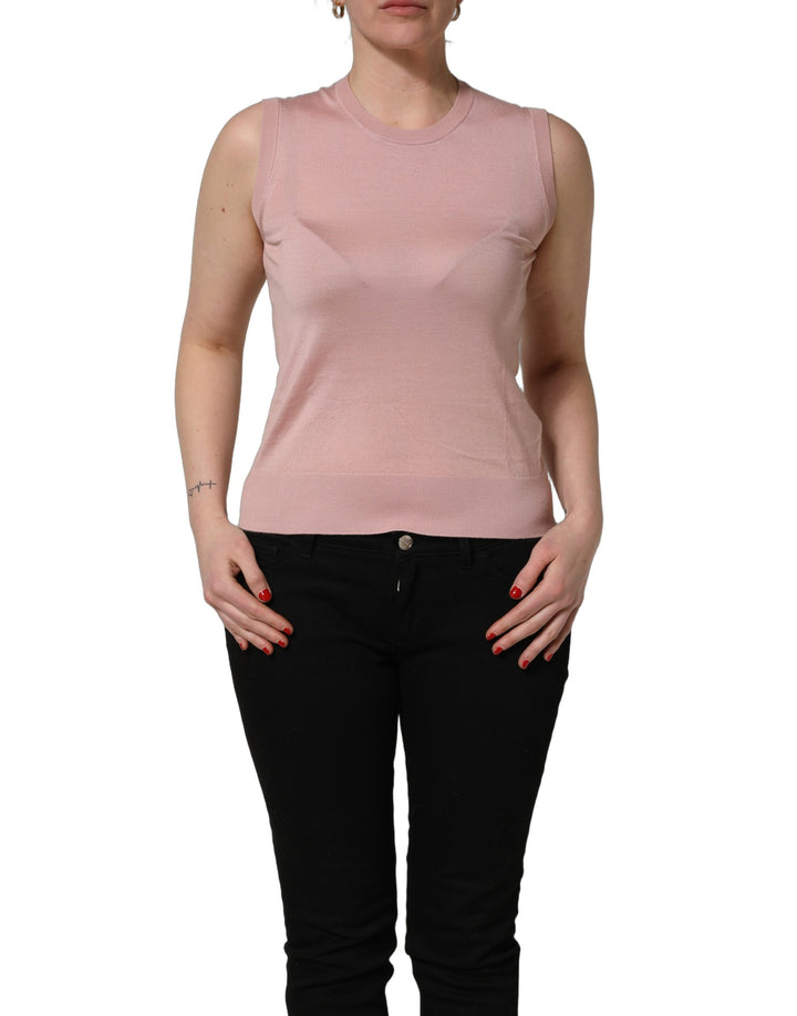 Dolce &amp; Gabbana Pink Sleeveless Cashmere Knitted Tank Top