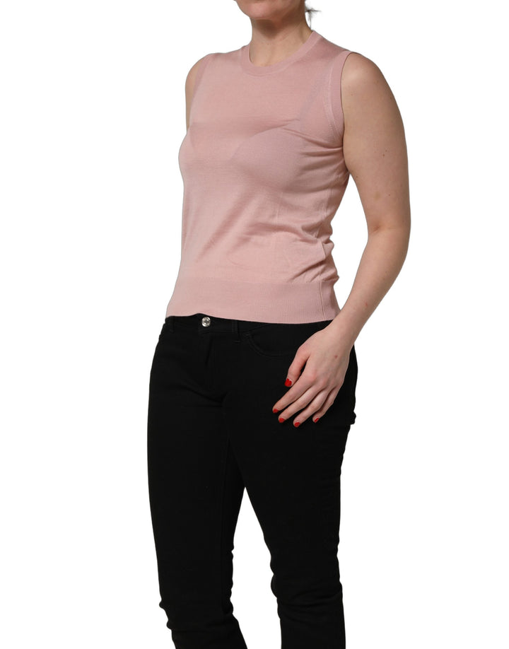 Dolce &amp; Gabbana Pink Sleeveless Cashmere Knitted Tank Top