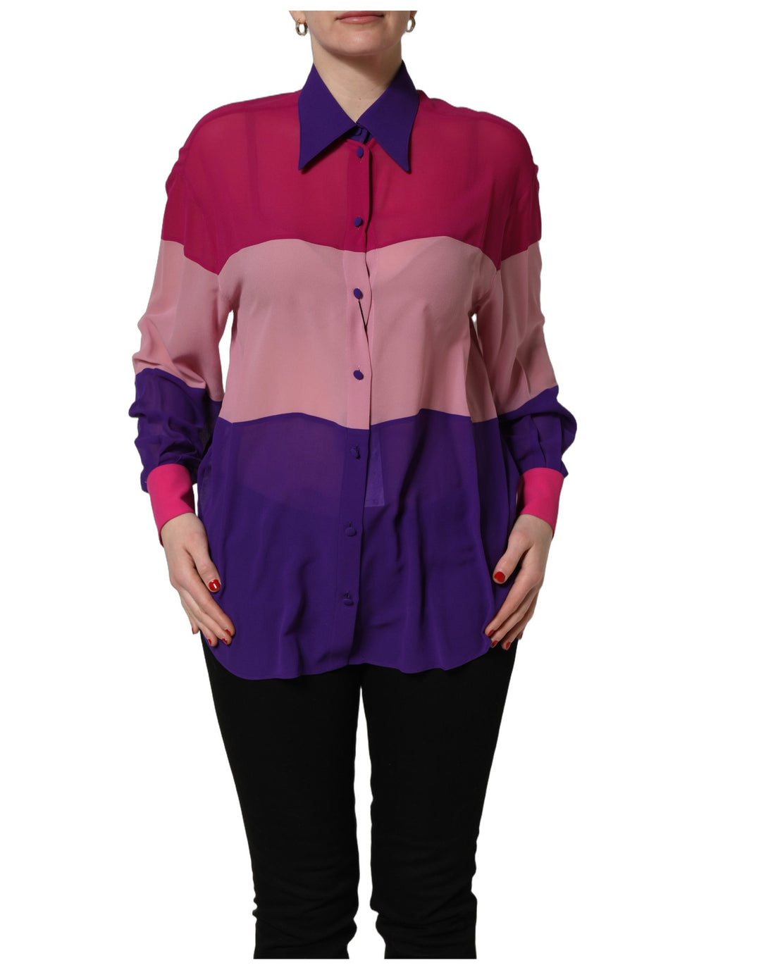 Dolce &amp; Gabbana Multicolor Silk Patchwork Shirt Blouse Top