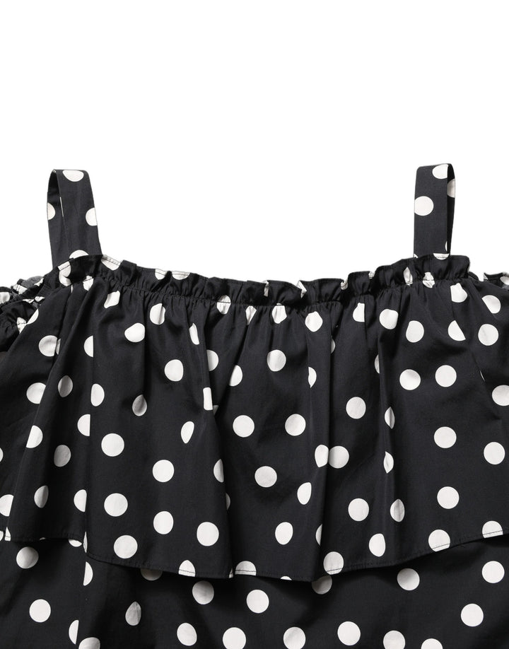 Dolce &amp; Gabbana Black White Polka Dot Off Shoulder Top