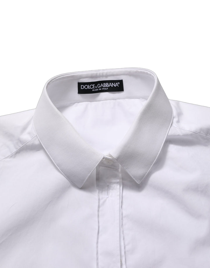 Dolce &amp; Gabbana White Cotton Long Sleeve Button-Up Shirt Top