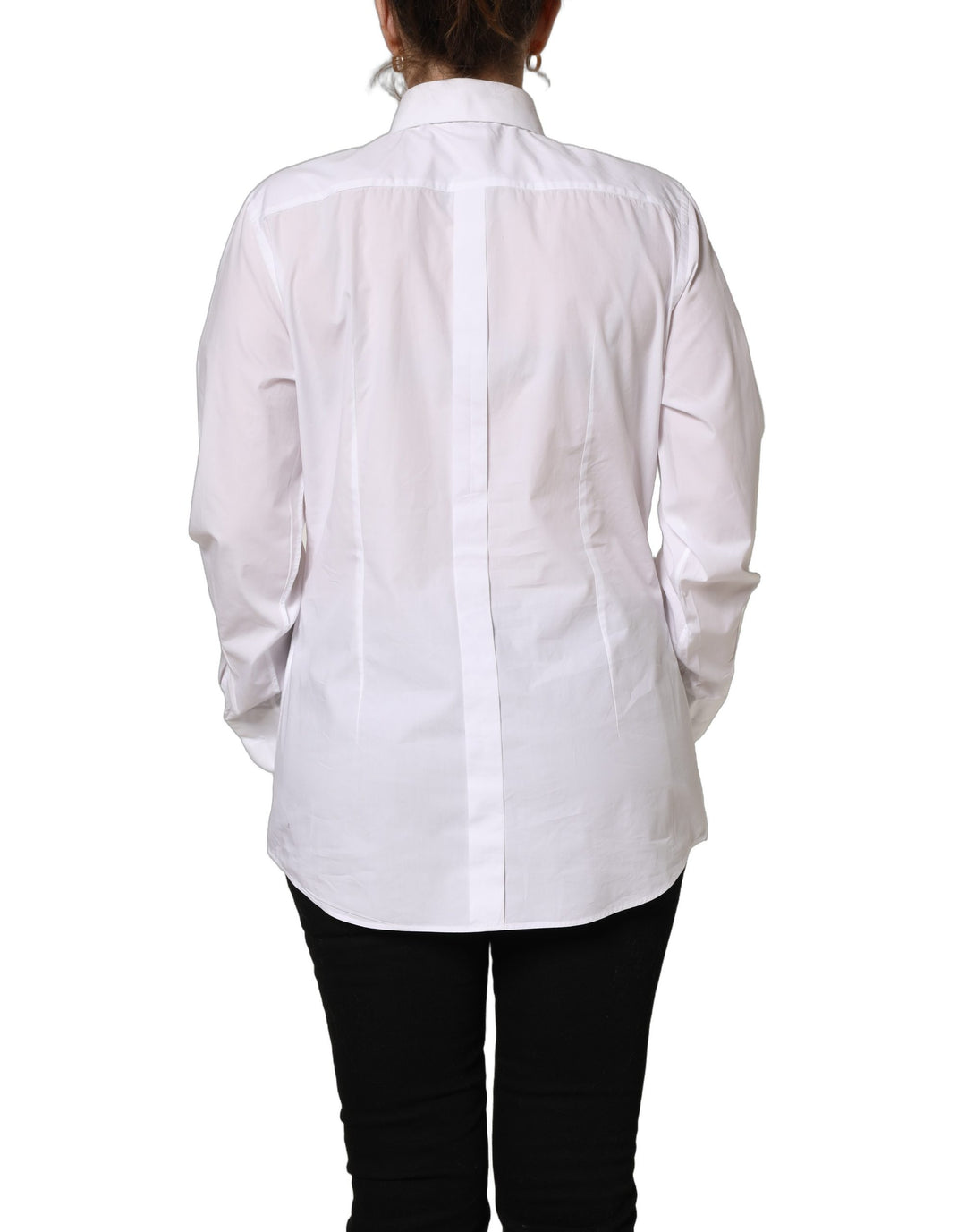 Dolce &amp; Gabbana White Cotton Long Sleeve Button-Up Shirt Top