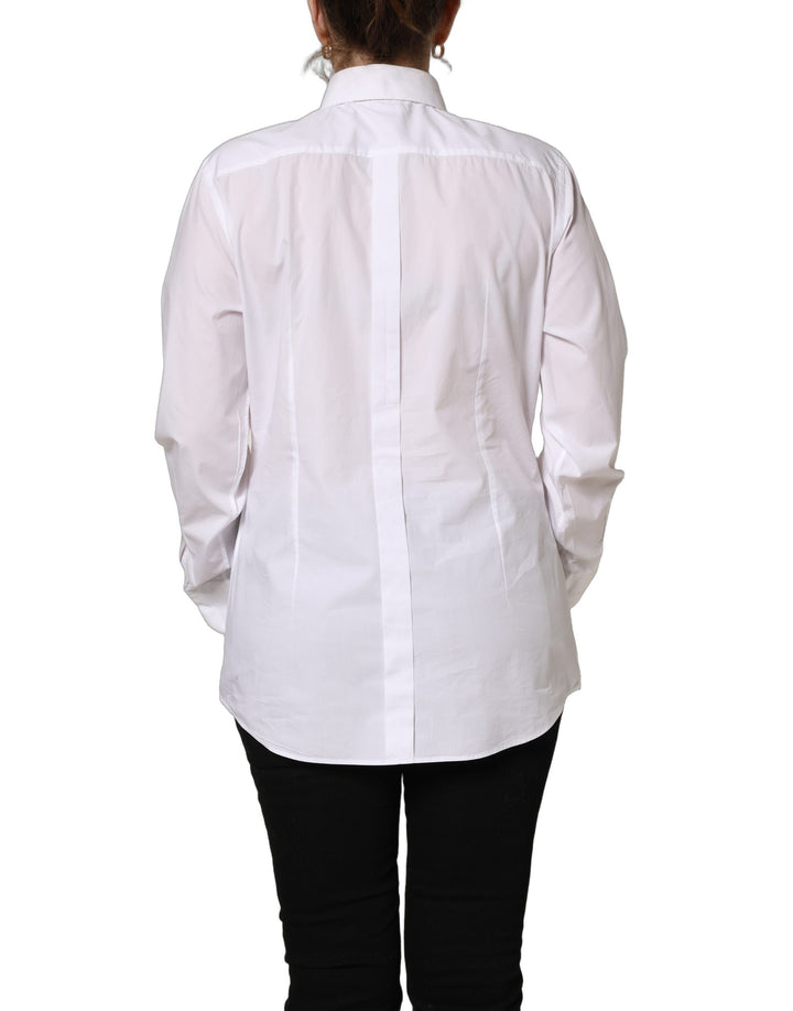 Dolce &amp; Gabbana White Cotton Long Sleeve Button-Up Shirt Top