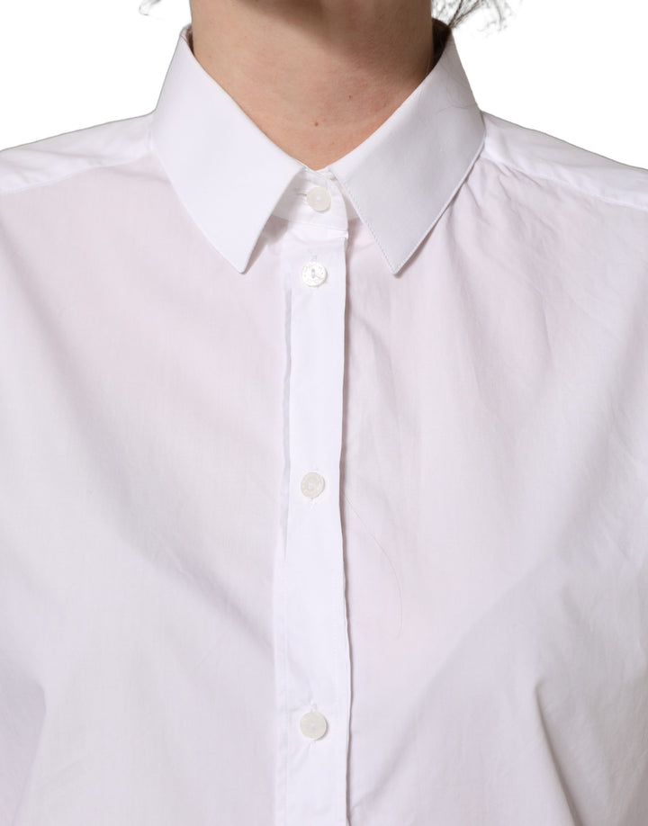 Dolce &amp; Gabbana White Cotton Long Sleeve Button-Up Shirt Top
