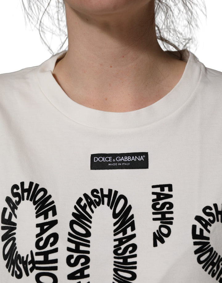 Dolce &amp; Gabbana White Cotton Graphic Sleeveless Tank Top