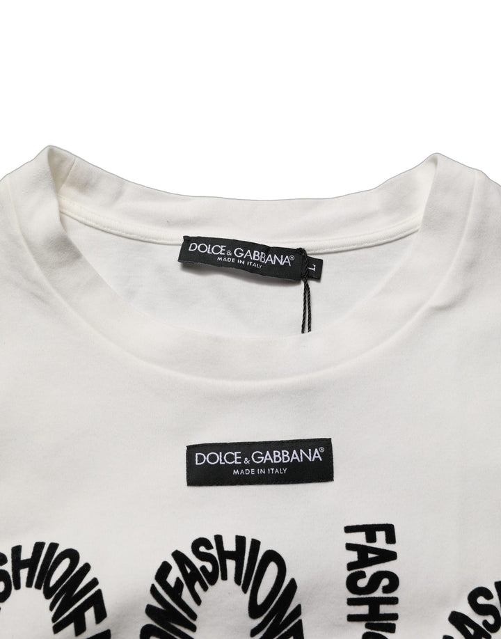Dolce &amp; Gabbana White Cotton Graphic Sleeveless Tank Top