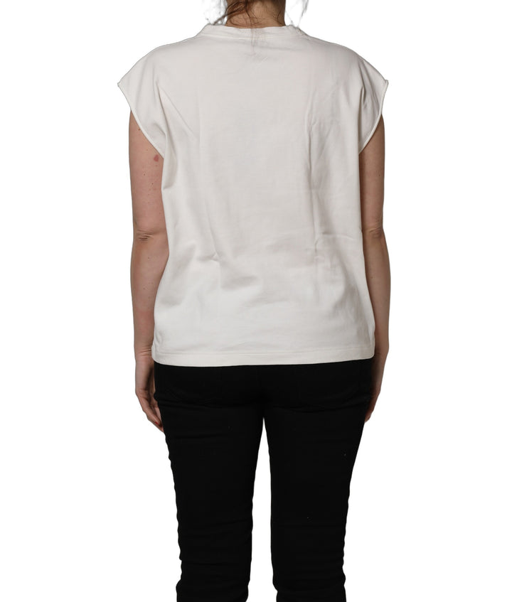 Dolce &amp; Gabbana White Cotton Graphic Sleeveless Tank Top