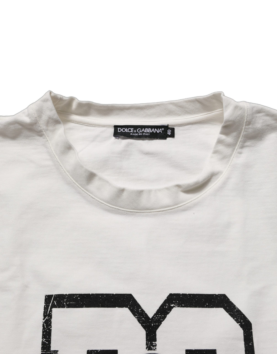Dolce &amp; Gabbana White Cotton DG Logo Print Cropped Jersey Top
