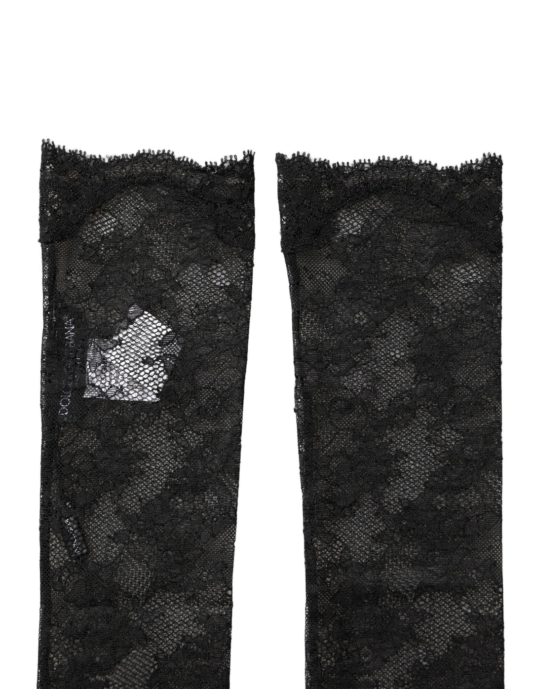 Dolce &amp; Gabbana Black Floral Lace Nylon Stretch Knee Socks
