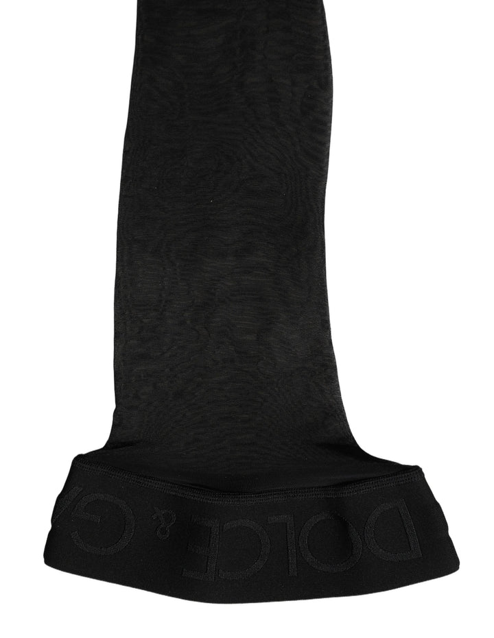 Dolce &amp; Gabbana Black Sheer Nylon Thigh High Stockings Socks