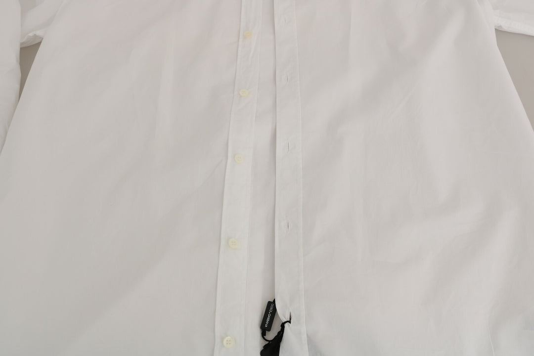 Dolce &amp; Gabbana White 100% Cotton GOLD Slim Dress Shirt