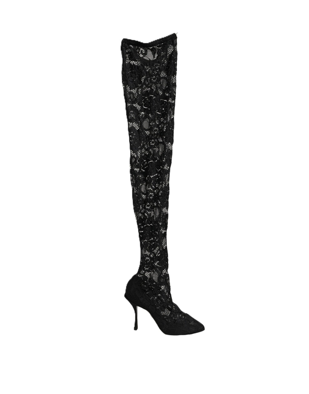 Dolce &amp; Gabbana Black Taormina Lace Socks Boots Pumps Shoes