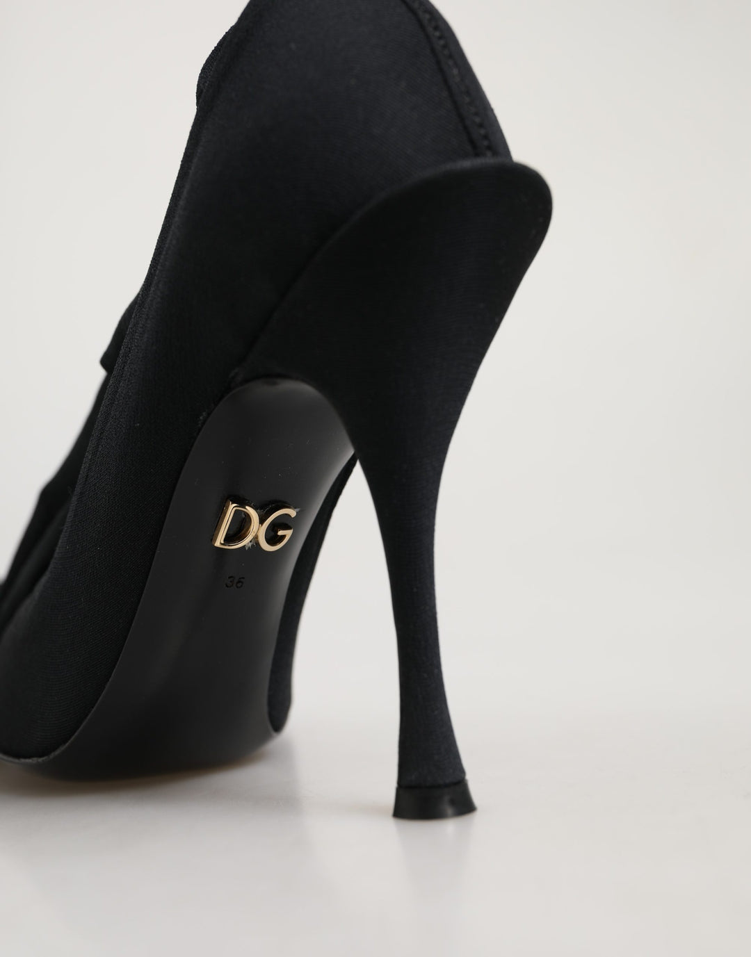 Dolce &amp; Gabbana Black Stretch Socks Knee High Boots Shoes