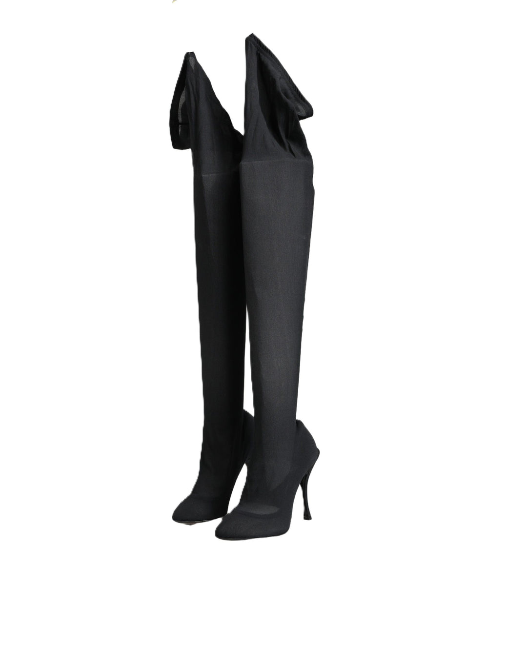 Dolce &amp; Gabbana Black Stretch Socks Knee High Boots Shoes