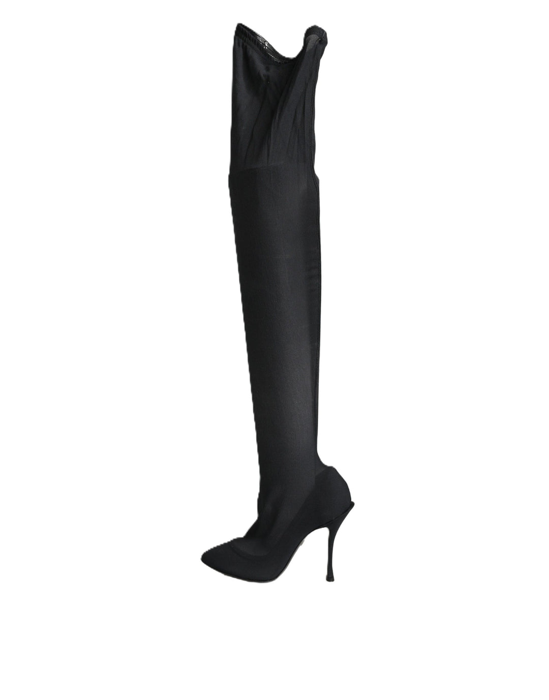 Dolce &amp; Gabbana Black Stretch Socks Knee High Boots Shoes