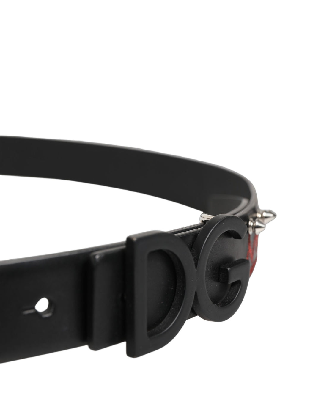 Dolce &amp; Gabbana Black Leather Prince Crown Logo Buckle Belt