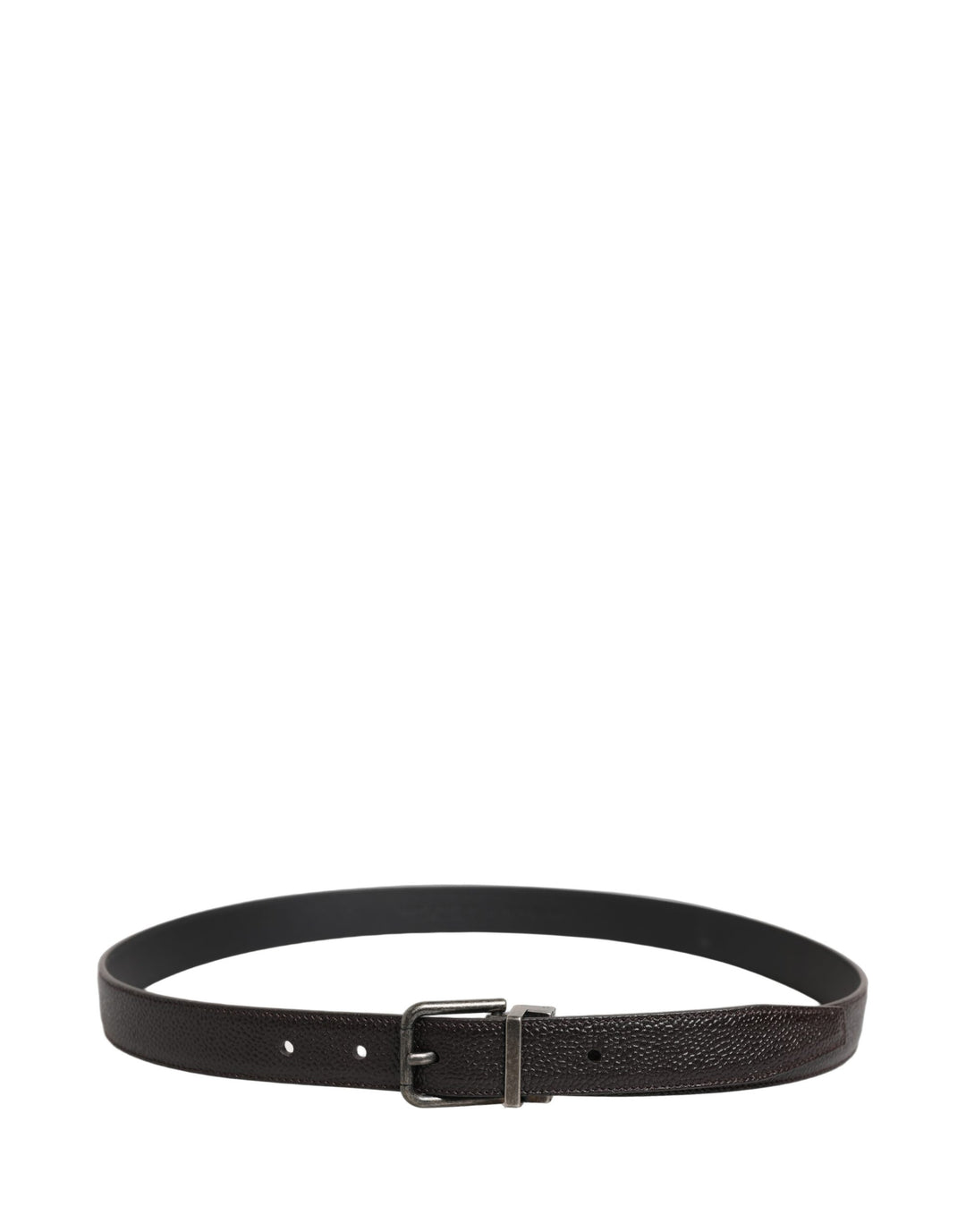 Dolce &amp; Gabbana Brown Calf Leather Vintage Style Silver Buckle Belt