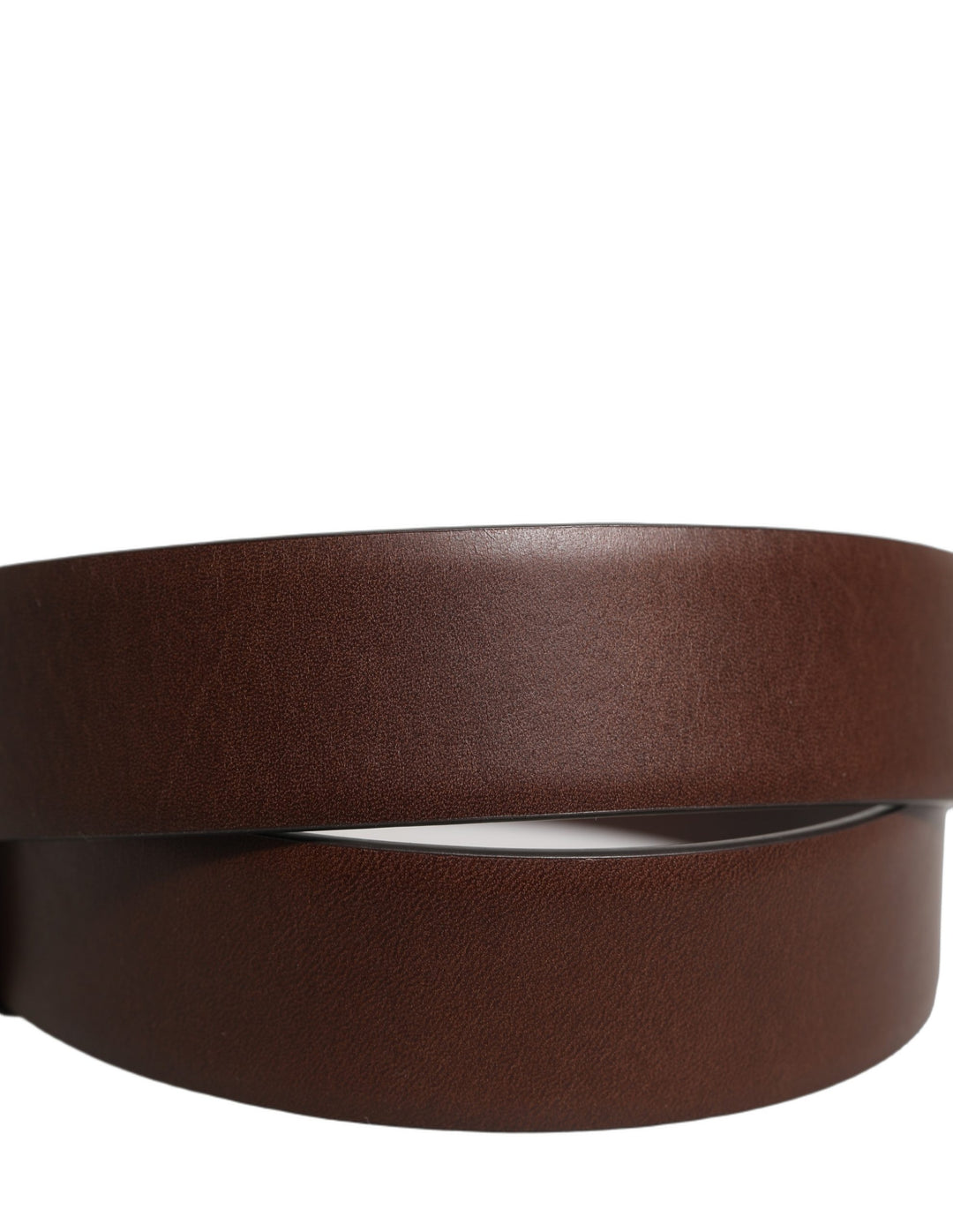 Dolce &amp; Gabbana Brown Calfskin Leather Gold Metal Buckle Belt