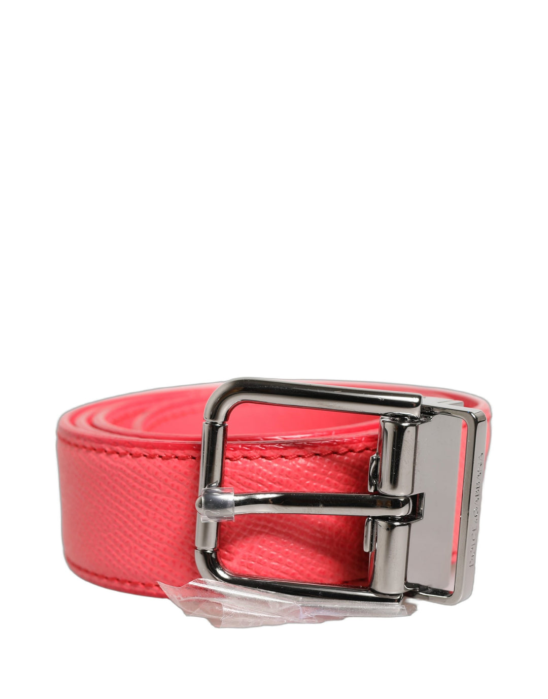 Dolce &amp; Gabbana Pink Lambskin Leather Silver Metal Buckle Belt