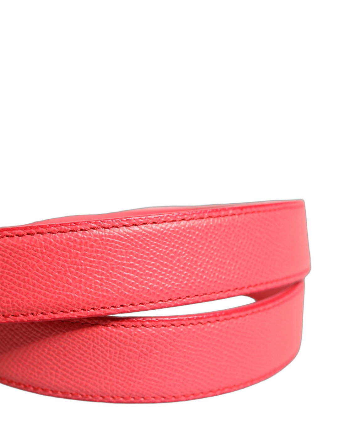 Dolce &amp; Gabbana Pink Lambskin Leather Silver Metal Buckle Belt