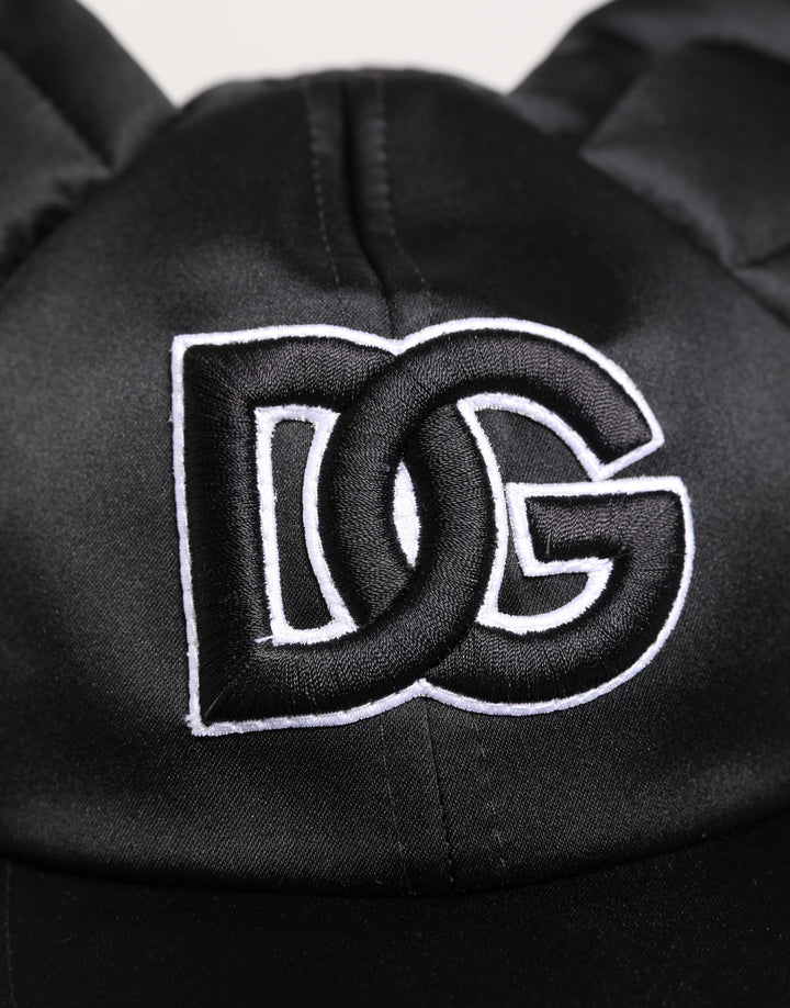 Dolce &amp; Gabbana Men Black Velvet Animal Ears Baseball Cap Hat