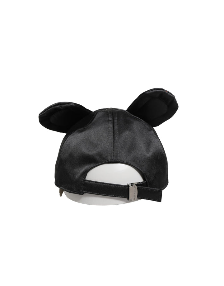 Dolce &amp; Gabbana Men Black Velvet Animal Ears Baseball Cap Hat