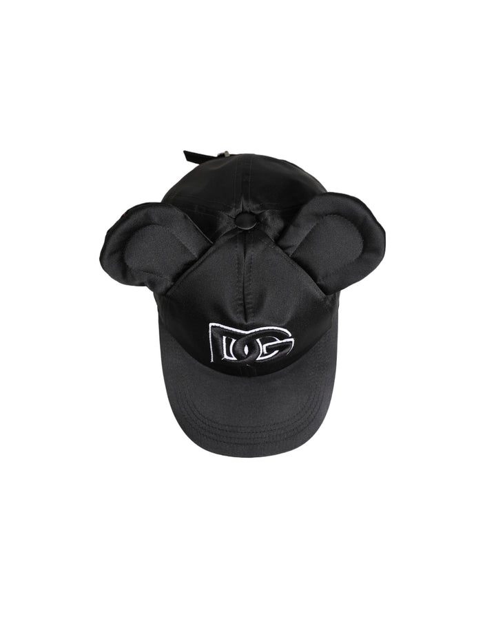 Dolce &amp; Gabbana Men Black Velvet Animal Ears Baseball Cap Hat