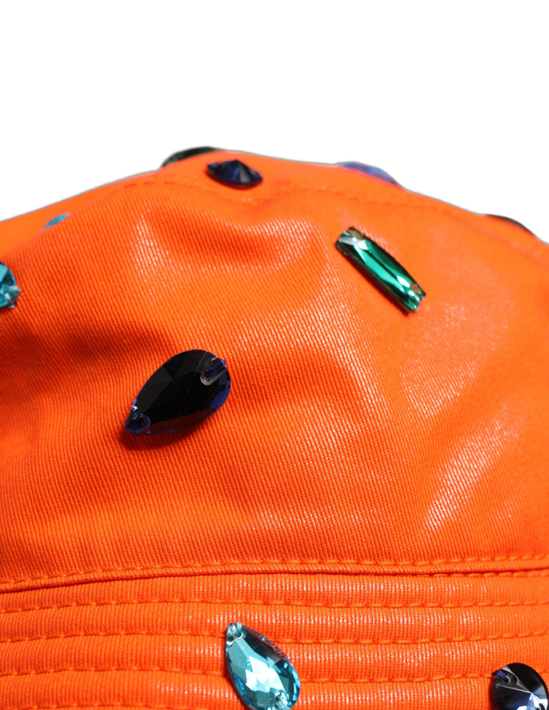 Dolce &amp; Gabbana Orange Crystal Embellished Bucket Fisherman Cap Hat
