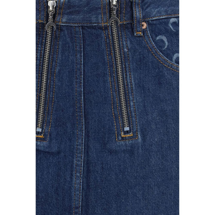 Marine Serre Blue Cotton Mini Skirt