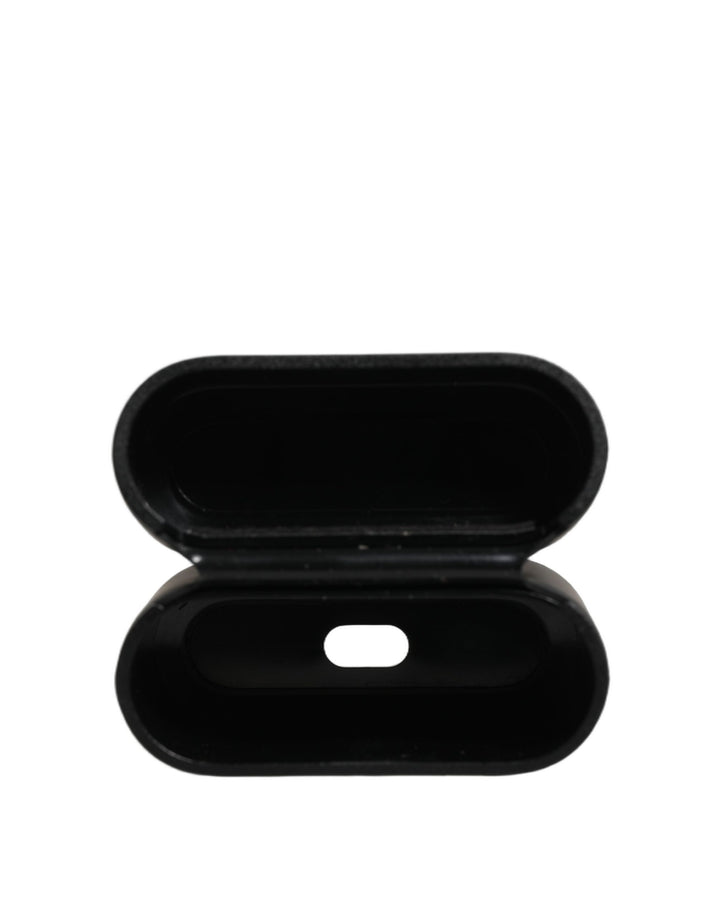 Dolce &amp; Gabbana Case Black PVC Embossed Logo Flip Holder Women Airpods