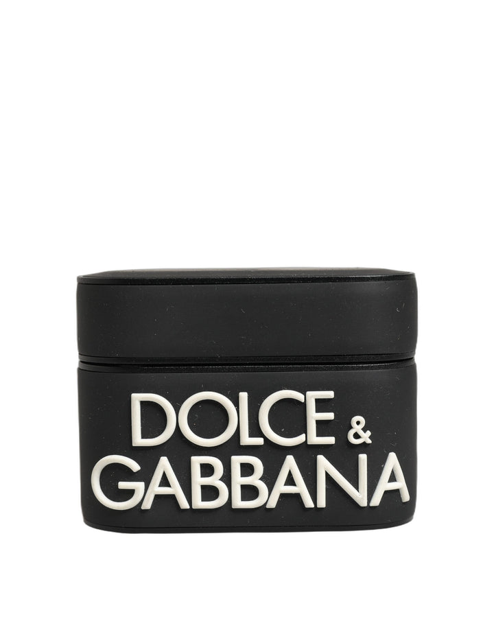 Dolce &amp; Gabbana Case Black PVC Embossed Logo Flip Holder Women Airpods